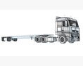 High Cab Truck With Flatbed Trailer 3D модель