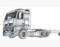 High Cab Truck With Flatbed Trailer 3D-Modell
