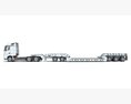High Cab Truck With Lowboy Trailer 3D 모델  back view