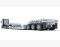 High Cab Truck With Lowboy Trailer Modello 3D