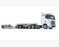 High Cab Truck With Lowboy Trailer 3D 모델  top view