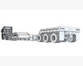 High Cab Truck With Lowboy Trailer 3D 모델 