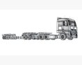 High Cab Truck With Lowboy Trailer 3D 모델 