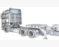 High Cab Truck With Lowboy Trailer Modello 3D