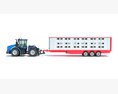 Tractor With Animal Transporter Trailer 3D模型 wire render