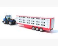 Tractor With Animal Transporter Trailer 3D модель