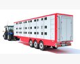 Tractor With Animal Transporter Trailer 3D 모델  side view