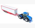 Tractor With Animal Transporter Trailer 3d model front view
