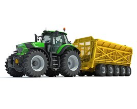 Tractor With Cane Trailer 3D model