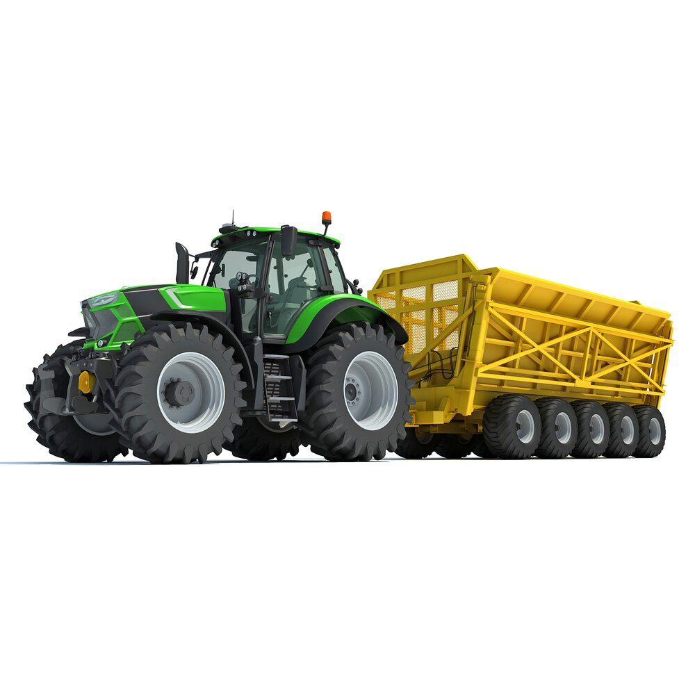 Tractor With Cane Trailer 3D-Modell