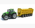 Tractor With Cane Trailer 3D-Modell Rückansicht