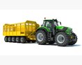 Tractor With Cane Trailer 3D 모델  top view