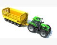 Tractor With Cane Trailer Modello 3D vista frontale