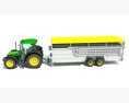 Tractor With Cattle Animal Transporter Trailer Modèle 3d