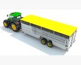 Tractor With Cattle Animal Transporter Trailer 3D-Modell