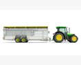 Tractor With Cattle Animal Transporter Trailer 3D模型 正面图