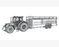 Tractor With Cattle Animal Transporter Trailer Modello 3D