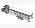 Tractor With Cattle Animal Transporter Trailer 3D 모델 