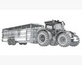 Tractor With Cattle Animal Transporter Trailer 3Dモデル