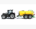 Tractor With Liquid Transport Tanker 3D 모델  back view