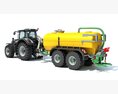 Tractor With Liquid Transport Tanker 3D 모델  wire render