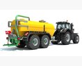 Tractor With Liquid Transport Tanker 3D 모델  side view