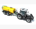 Tractor With Liquid Transport Tanker 3D 모델 