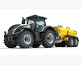 Tractor With Liquid Transport Tanker 3D 모델 