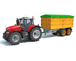 Tractor With Trailer 3Dモデル