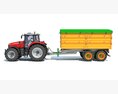 Tractor With Trailer 3D 모델  back view