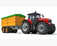 Tractor With Trailer 3D-Modell Draufsicht