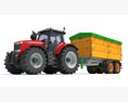 Tractor With Trailer Modelo 3d argila render