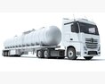 Truck With Long Tank Semitrailer 3D 모델  top view