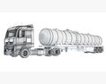 Truck With Long Tank Semitrailer 3D модель