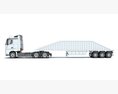White Semi-Truck With Bottom Dump Trailer 3D 모델  back view