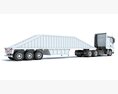 White Semi-Truck With Bottom Dump Trailer 3D-Modell Seitenansicht
