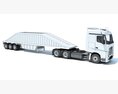 White Semi-Truck With Bottom Dump Trailer 3D 모델 