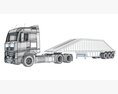 White Semi-Truck With Bottom Dump Trailer 3Dモデル