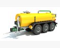 Yellow Triple-Axle Agricultural Liquid Tank Trailer 3Dモデル 後ろ姿