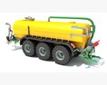 Yellow Triple-Axle Agricultural Liquid Tank Trailer Modelo 3d