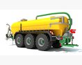 Yellow Triple-Axle Agricultural Liquid Tank Trailer 3Dモデル side view