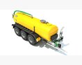 Yellow Triple-Axle Agricultural Liquid Tank Trailer 3d model top view