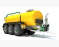 Yellow Triple-Axle Agricultural Liquid Tank Trailer 3Dモデル front view