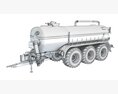 Yellow Triple-Axle Agricultural Liquid Tank Trailer 3Dモデル