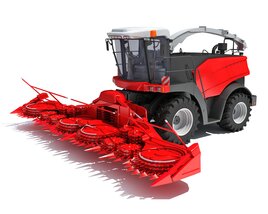 Advanced Combine Harvester With Multi-Row Corn Header 3D model