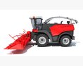 Advanced Combine Harvester With Multi-Row Corn Header 3d model back view
