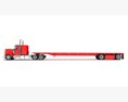 American Semi Truck With Flatbed Trailer 3D 모델  back view
