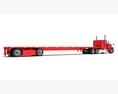 American Semi Truck With Flatbed Trailer 3D-Modell Seitenansicht