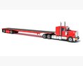 American Semi Truck With Flatbed Trailer 3d model
