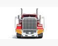 American Semi Truck With Flatbed Trailer 3D模型 正面图